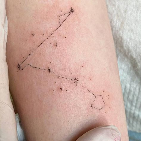 Pisces constellation tattoo located on the inner Pisces Star Constellation, Pisces Constellation Art, Star Constellation Tattoo, Pisces Constellation Tattoo, Pisces Tattoo, Pisces Constellation, Astronomy Constellations, Constellation Tattoo, Pisces Tattoos