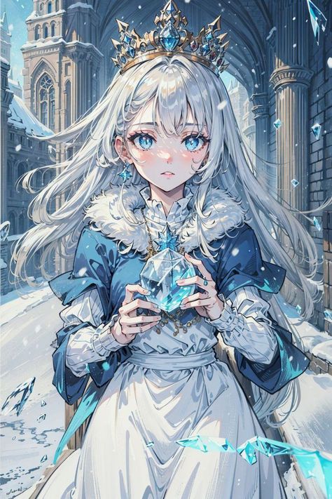 Crystal Maiden, Anime Snow, Queen Anime, Image Chat, Anime Princess, 영감을 주는 캐릭터, Girly Art, Anime Artwork, White Hair