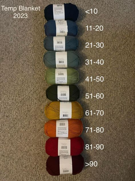 Temperature Blanket Crochet Palette, Crochet Temp Blanket Colors, Crochet Temperature Blanket Chart, Tempreture Blanket, Temperature Blanket Crochet Color Chart, Crochet Temperature Blanket Color Combos, Temperature Blanket Ideas, Temperature Blanket Chart, Temperature Blanket Crochet Color Combos