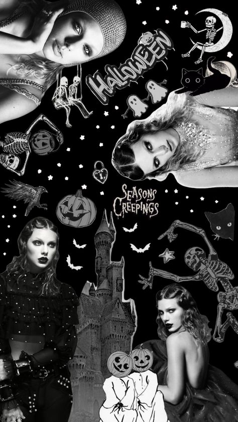 #ts #taylorswift #tayloralisonswift #halloween #spookyseason #spooky #blackandwhite #allhallowseve Taylor Swift Halloween Background, Taylor Swift Halloween Lyrics, Halloween Wallpaper Taylor Swift, Halloween Taylor Swift Wallpaper, Taylor Swift Halloween Wallpaper, Halloween Taylor Swift, Mei Wallpaper, Halloween Lyrics, Taylor Swifr