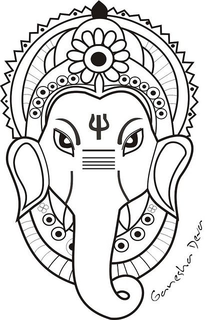 Ganesha face only Arte Ganesha, Ganesha Drawing, Ganesh Art Paintings, Yoga Studio Design, Quality Quotes, Ganesh Art, Mandala Design Pattern, Image Svg, Mandala Art Lesson