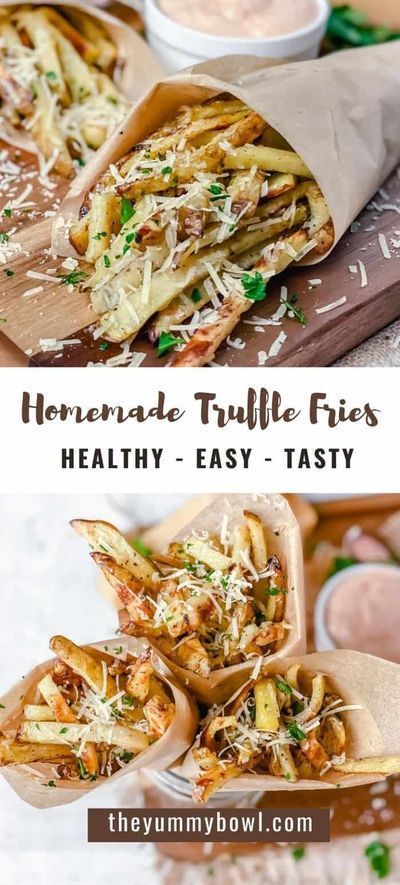 Parmesan Truffle Fries, Yummy Bowl, Parmesan Fries, Homemade Truffles, Homemade Fries, Recipes For The Whole Family, Sweet Paprika, Truffle Fries, Evening Dinner