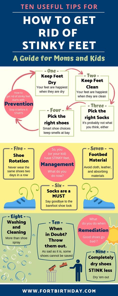 Inforgraphic for How to get rid of stinky feet Ten useful tips. A guide for Mom's and Kids Smelly Feet Remedies, Stinky Feet Remedy, Stinky Shoes, Mom Tips, Birthday Meme, Do Exercise, Mom Hacks, Useful Tips, Foot Care