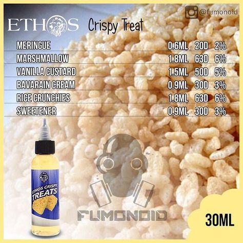 Ethos, Crispy Treats Diy Eliquid Recipes, Liquid Recipes, Eliquid Recipe, Diy E Liquid, Clone Recipe, Cream Scones, E Liquid Flavors, Ice Cream Floats, Light Cakes