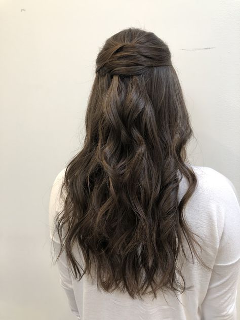 Beach waves bohemian sexy half updo for any occasion this one happens to be a bride to be for her rehearsal dinner Beach Wave, Half Updo, Formal Hairstyles, Bride To Be, Rehearsal Dinner, Beach Waves, Rehearsal Dinners, About Hair, Half Up