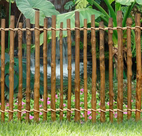 River Delta Rustic Fencing Bamboo Fence Ideas, Rustic Fencing, Indoor Fence, Bamboo Fences, Bamboo Projects, Bamboo Restaurant, Bamboo Garden Fences, Courtyard Landscape, Bamboo Fencing