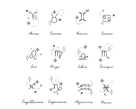 Marian Tattoo, Zodiac Signs Tattoos, Glyph Tattoo, Astrology Tattoo, Horoscope Tattoos, Virgo Tattoo, Taurus Tattoos, Small Pretty Tattoos, Tattoo Signs