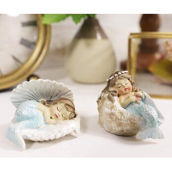 Longshore Tides 3 Piece Waldron Miniature Under the Sea Princess Mermaids Figurine Set | Wayfair Underwater Mermaid, Tail Mermaid, Conch Shells, Blue Tail, Mermaid Figurine, Mermaid Baby, Floral Comforter, Mermaid Diy, Outdoor Living Decor