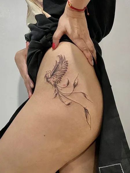 Phoenix Tattoo Hip, Phoenix Hip Tattoo, Phoenix Tattoo For Women, Tattoo For Women Ideas, Phoenix Feather Tattoos, Phoenix Tattoo Ideas, Tato Phoenix, Rising Phoenix Tattoo, Phoenix Tattoo Feminine