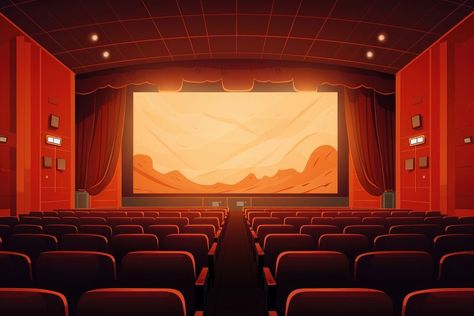 Cinema Aesthetic Wallpaper, Theatre Background, Stage Architecture, Cinema Background, Movie Theater Background, Theatre Drawing, Theater Background, Theater Aesthetic, Movie Theater Aesthetic