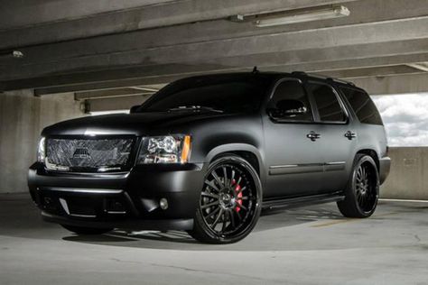 Blacked out and ready for war, this custom built Chevy Tahoe is the proud property of one Daniel Orton of t... Tahoe Custom, Chevy Tahoe Ltz, 2007 Chevrolet Tahoe, Lowrider Trucks, Chevy Girl, Dropped Trucks, Lowered Trucks, Yukon Denali, Custom Chevy Trucks