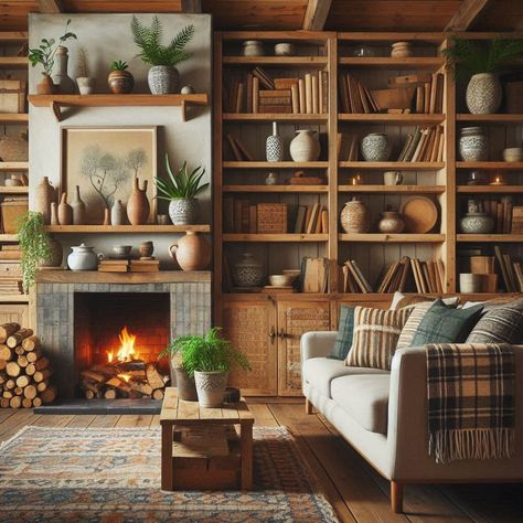 15 Rustic Living Room Ideas to Warm Up Your Space Rustic Living Room Ideas, Tan Leather Sofas, Couch Ideas, Countryside Cottage, Faux Beams, Brown Couch, Wool Throw Blanket, Earthy Color Palette, Distressed Furniture