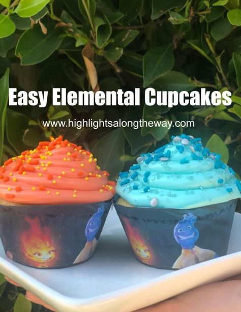 Easy Elemental themed cupcakes Homemade Hummus Recipe Without Tahini, Wade And Ember, Hummus Recipe Without Tahini, Elemental Birthday, Hummus Without Tahini, Easy Homemade Hummus, Diy Hummus, Homemade Hummus Recipe, Pixar Party