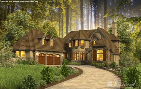 Cottage House Plan 2470 The Rivendell Manor: 4142 Sqft, 3 Beds, 3.1 Baths Storybook House, European Plan, Courtyard Entry, Storybook Homes, House Plans 3 Bedroom, Cottage Style House Plans, European House Plan, Monster House Plans, Tudor Style Homes