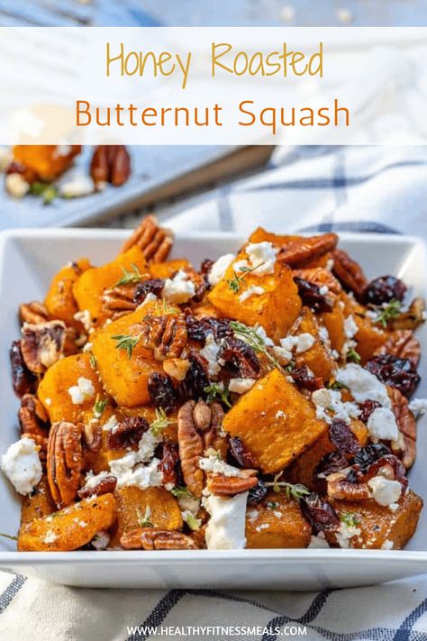 Honey Roasted Butternut Squash Butternut Squash Fennel Recipes, Honey Roasted Butternut Squash, Butter Squash Recipe, Butternut Squash Recipes Roasted, Butternut Squash Recipe, Fitness Meals, Paleo Meals, Healthy Fitness Meals, Squash Recipe