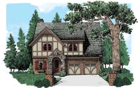 Tudor House Plan - 4 Bedrooms, 3 Bath, 2806 Sq Ft Plan 85-313 Bloxburg Cottage, Dream Homestead, Tudor Homes, Tudor House Plans, Cottagecore House, Pretty Homes, Medieval House, Tudor Style Homes, English Tudor