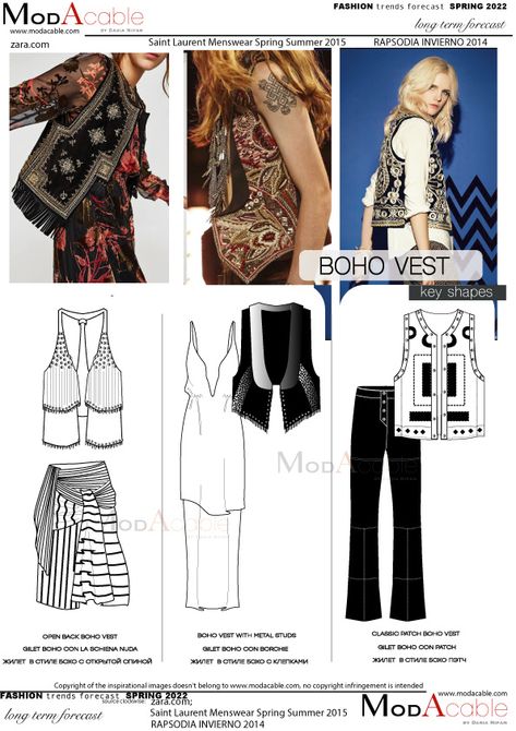 Fashion Trend Pattern, Spring Summer Fashion Trends, Fashion Trend Forecast, Boho Vest, Boho Trends, Color Trends Fashion, Fashion Forecasting, Barbie Vintage, Fashion Portfolio