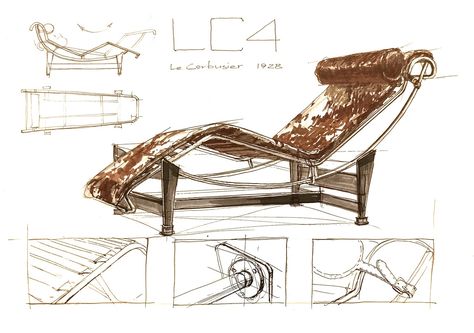 Шезлонг LC4, Le Corbusier :: Behance Le Corbusier Sketch, Le Corbusier Drawings, Le Corbusier Interior, Corbusier Interior, Le Corbusier Chair, Le Corbusier Furniture, Interior Design Sketchbook, Chair Drawing, Architecture Drawing Sketchbooks