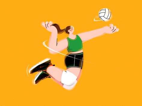 Behance :: For You Sports Illustrations Art, Volleyball Girl, Sports Girl, School Murals, Sport Illustration, People Illustration, Illustration Graphic Design, Girls Characters, Illustration Character Design