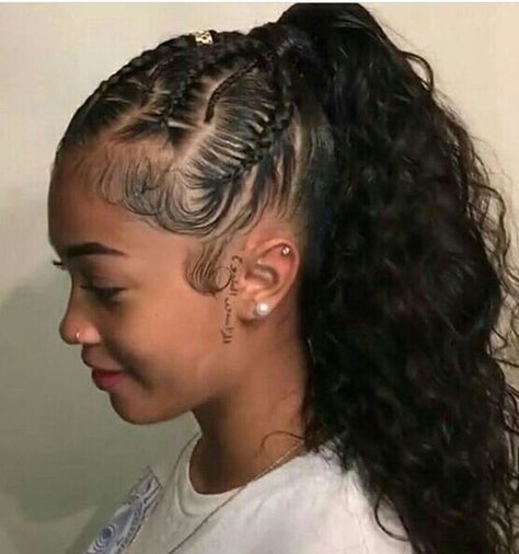 Ponytail Weave, Half Braided Hairstyles, Hair Laid, Braided Ponytail, Long Curly Hair, Long Curly, Natural Curls, Curly Hair Styles Naturally, Ponytail Hairstyles