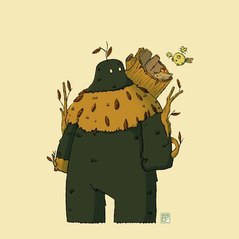 Sibling Character Design, Golem Illustration, Nature Character Design, Monster Character Design, Gremlins Art, Character Doodles, Nature Character, Cartoon Sketchbook, Creatures Drawing