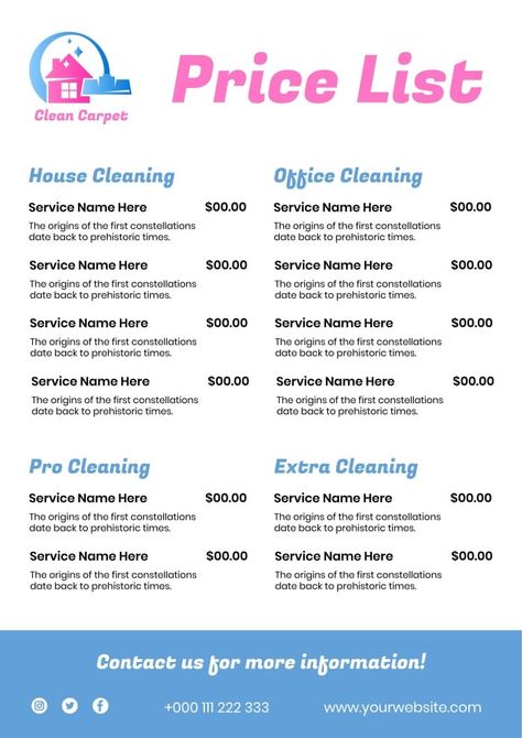 Gradient Clean Carpet Cleaning Services Price List Cleaning Business Price List, Cleaning Service Names, Luxury Cleaning, Cleaning Prices, Cleaning Services Prices, Business Cleaning Services, Dog Sitting Business, Janitorial Cleaning Services, Cleaning Service Logo