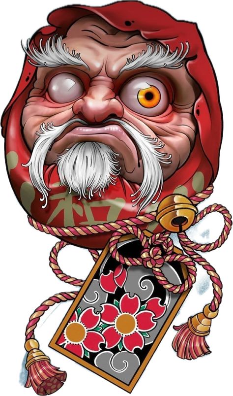 Japanese New School Tattoo, Tato Joker, Tattoo Daruma, Daruma Tattoo, Daruma Doll Tattoo, Doll Tattoo, Daruma Doll, Japan Tattoo Design, Japanese Drawings