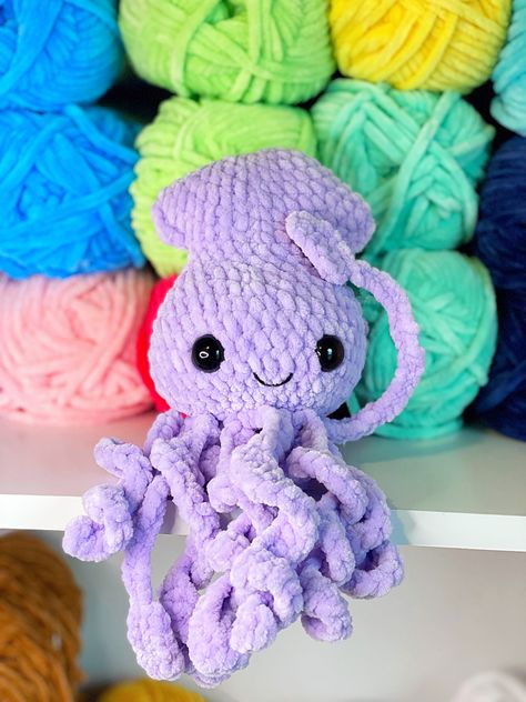 Squid Crochet Pattern Free, Crochet Squid Pattern Free, Crochet Squid Pattern, Squid Crochet Pattern, Crocheted Plushies, Squid Pattern, Crochet Squid, Amazon Account, Crochet Plushies