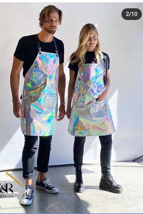 Split Leg Apron, Salon Uniform, Hairstylist Apron, Salon Aprons, Stylists Aprons, Water Proofing, Barber Apron, Artist Apron, Rainbow Holographic