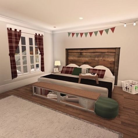 Bloxburg Room Ideas Christmas, Bloxburg Winter House Interior, Bloxburg Bedroom Ideas Christmas, Christmas Room Bloxburg, Bloxburg Christmas Bedroom Ideas, Christmas Bedroom Bloxburg, Bloxburg Christmas Bedroom, Bloxburg Christmas House, Bloxburg Christmas