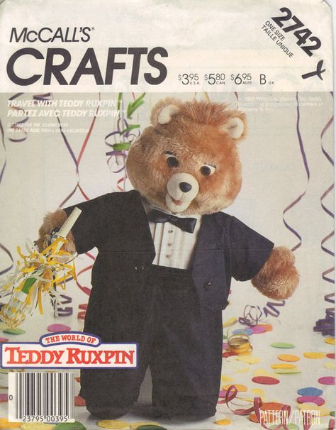 Teddy Ruxpin Tuxedo Outfit Clothes Vintage by KentuckyArgie, $4.00 Tuxedo Outfit, Toy Labels, Teddy Ruxpin, Crafts Sewing Patterns, Weird Stuff, Old Clothes, Unique Crafts, Craft Patterns, Crafts Sewing