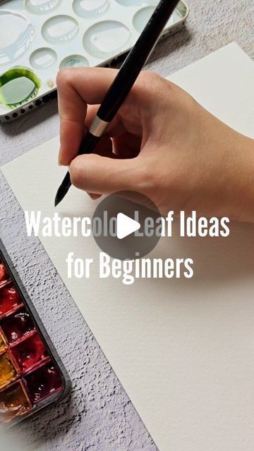 Leaf Ideas, Watercolor Leaf, Learn Watercolor Painting, Watercolor Beginner, Art Tutorials Watercolor, Watercolor Flowers Tutorial, Watercolor Video, Learn Watercolor, Paintings Tutorials