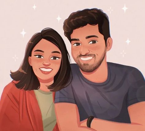 Disney Cartoon Couple, Yellow Cartoon, Digital Portrait Illustration, Custom Portrait Painting, Custom Portrait Illustration, Draw Cute, Cartoon Couple, Art Couple, Portrait Cartoon