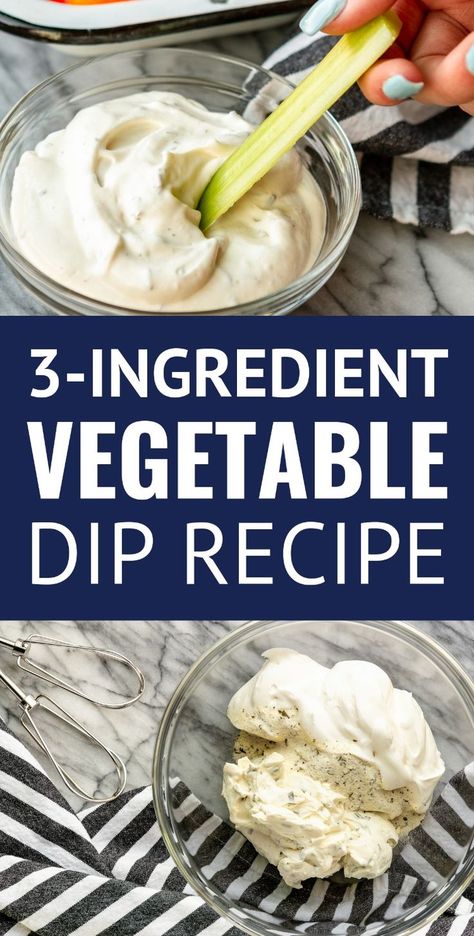 3-Ingredient Veggie Dip Recipe -- My favorite chip dip recipe does double duty as a delicious veggie dip... It's the perfect way to get kids to eat more vegetables. Mine BEG for it! | cream cheese veggie dip | homemade veggie dip | sour cream veggie dip | ranch veggie dip | best veggie dip #veggiedip #easyrecipe #easyapps #appetizerseasy #partyrecipes #appetizerideas #appetizers Homemade Veggie Dip, Sour Cream Veggie Dip, Cream Cheese Veggie Dip, Best Veggie Dip, Sour Cream Chip Dip, Ranch Veggie Dip, Homemade Chip Dip, Chip Dip Recipe, Easy Chip Dip