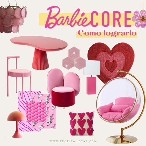 Unleash the magic of #Barbiecore with this enchanting home decor inspo! 🌈💖 Transform your space into a vibrant and glamorous oasis, just like Barbie's dreamhouse! 💁‍♀️🎉 Embrace bold colors, sleek designs, and playful touches to bring the Barbie style to life! 🌟💄 #BarbieDreamhouse #HomeDecor #BarbieInspo #GlamorousLiving #BarbieStyle #PinkParadise #DreamyInteriors #BarbieVibes #BarbieWorld #InteriorDesignMagic Barbie Core Interior Design, Barbie Interior Design, Barbie Dream House Living Room, Retro Barbie Room, Pink Barbie House Aesthetic, Barbie Living Room, Barbie Home Decor, Barbie Interior, Vintage Barbie Dream House Furniture