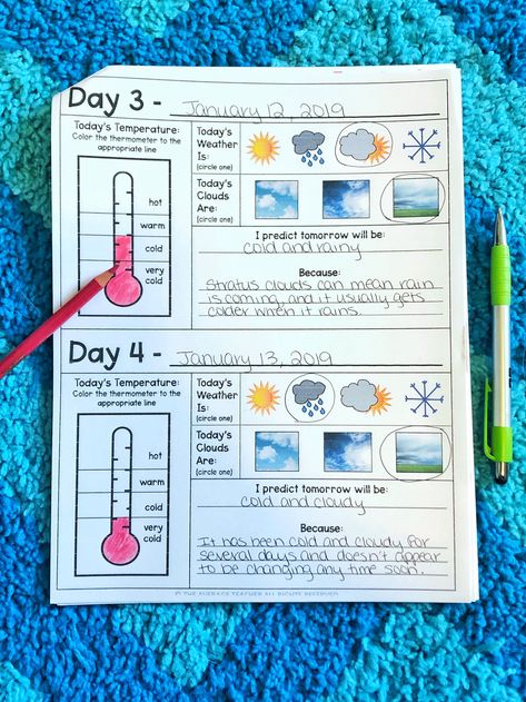 Weather Elementary, Weather Journal, Spring Science Activities, Climate Activities, Weather Unit Study, Weather Activities For Kids, Teaching Weather, Spring Science, Weather Lessons