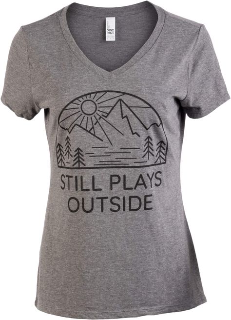 PRICES MAY VARY. MICHIGAN ARTISTS & PRINTERS | this design was drawn and screen printed (silk screened) with pride by our skilled illustrators and printers in Ann Arbor. If you're ever in the area, stop by for a free tour and see how we make your apparel! WOMEN'S FIT SIZING | this v-neck shirt is contoured for adult women, but is not a junior's cut. It is pre-shrunk, and as it is only 25% cotton, will not shrink significantly in the wash. SOFT FABRICS |This top is a silky smooth, lightweight tri Funny Camping Tshirts, Camp Gift Ideas, Rv Gift Ideas, Backpacking Clothes, Outdoor Gift Ideas, Camping Gift Ideas, Caravan Gifts, Backpack Outfit, Women Hiking