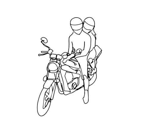 Couples Motorcycle Tattoos, Single Line Motorcycle Tattoo, Motorcycle Couple Tattoo Ideas, Motorbike Line Art, Moto Tattoo Ideas, Aesthetic Instagram Accounts, Partner Tattoos, Helmet Tattoo, Motorcycle Tattoos