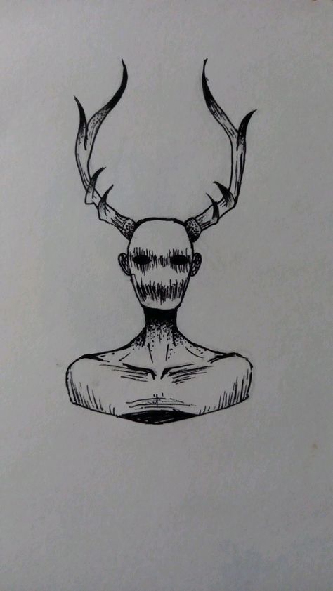 Dark Tattoo Ideas Creepy, Wendigo Tattoo Ideas, Windigo Reference Drawing, Satanic Drawings Easy, Creepy Tattoo Designs Drawings, Small Demon Tattoo, Devil Drawings Sketches, Demon Sketch Dark, Scary Tattoos Dark Art