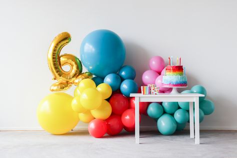 Color Party Theme, Bright Color Party, Aesthetic Balloons, Rainbow Pinata, Colourful Birthday, Pokémon Party, Bright Aesthetic, Foil Number Balloons, Ideas Cumpleaños