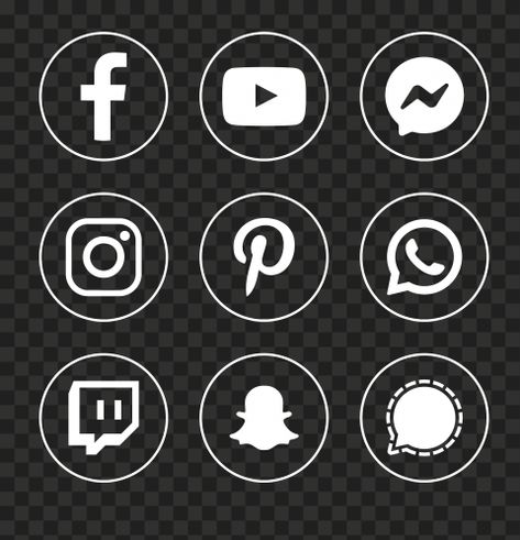 White Social Media Icons, Social Media Icons Png, Social Media Png, Round Icons, Social Network Icons, Logo Outline, Original Background, Broken Screen Wallpaper, Network Icon