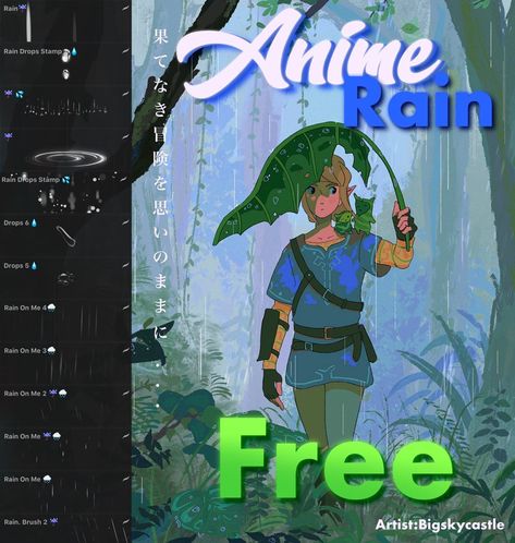 Anime Rain, Free Brushes For Procreate, Procreate Brushes Download, Free Procreate Brushes, Procreate Ipad Tutorials, Digital Brushes, Best Procreate Brushes, Free Brushes, Illustrator Brushes