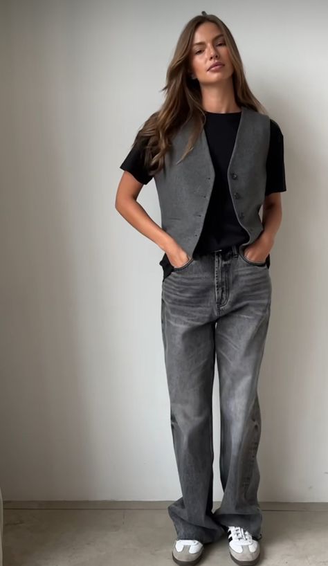 Grey Gilet Outfit, Grey Waistcoat Outfit Women, Gray Vest Outfit Women, Grey Vest Outfit Women, Gray Vest Outfit, Grey Vest Outfit, Woman Vest Outfit, Waistcoat Outfit Women, Vest Outfit Women