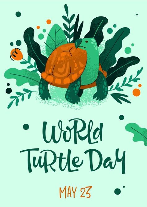 Postcard for annual World Turtle Day Vector Snowflake, World Turtle, World Turtle Day, Turtle Day, Daycare Ideas, National Days, Day Day, Tortoise, Vector Free