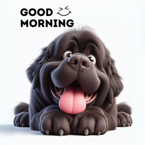 Newfie Love Funny Good Morning Greetings, Good Morning Animated Images, Dog Poems, Good Morning Funny Pictures, Cute Good Morning Images, Funny Good Morning Quotes, Good Morning Animation, Morning Quotes Funny, Morning Funny