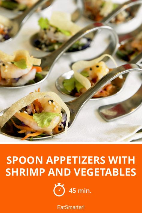 Appetizers With Shrimp, Spoon Appetizers, Asian Shrimp Recipes, Appetizer Spoons, Asian Shrimp, Healthy Delicious Recipes, Shrimp And Vegetables, Healthy Delicious, How To Cook Shrimp