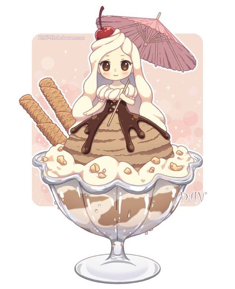 Ice Cream sundae Chibi Chibi Food, 귀여운 음식 그림, Arte Do Kawaii, Cute Food Drawings, Cute Food Art, Chibi Girl, Chibi Characters, Kawaii Chibi, Chibi Drawings