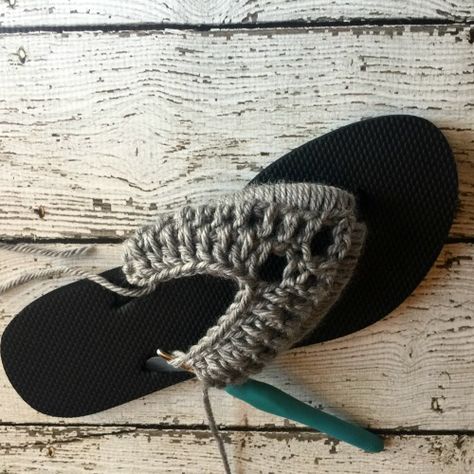 Crochet Sandals with Rubber Flip Flops | Hooked on Homemade Happiness Summer Flip Flops Outfit, Crochet Flip Flops Free Pattern, Crochet With Flip Flops Free Patterns, Crochet Flipflop Slipper, Crochet Slippers From Flip Flops, Handmade Slip-on Flip Flops For Summer, Adjustable T-strap Summer Flip Flops, Adjustable Textured T-strap Flip Flops, Crochet Flip Flops