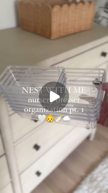 JANNA MARIE on Instagram: "nest with me: part 1 of organizing the twins dresser! 🩷🩵👶🍼  Comment SHOP below to receive a DM with the link to shop this post on my LTK ⬇ https://liketk.it/4XcyM #ltkbump #ltkfamily #ltkbaby  nest with me // nesting // pregnancy nesting // nursery dresser organization" Nursery Side Table Organization, Small Nursery Dresser Organization, Nursery Area In Parents Room, Nursery Organization Ideas Small Spaces, Newborn Dresser Organization, Baby Set Up In Parents Room, Nesting Nursery, Newborn Organization Ideas, Baby Organization Ideas Small Space