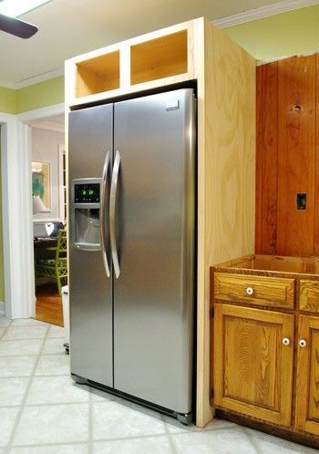 Diy Refrigerator Cabinet, Eames Design, Refrigerator Cabinet, Built In Cabinet, Young House Love, Diy Kitchen Cabinets, Built In Cabinets, Diy Cabinets, Kitchen Redo